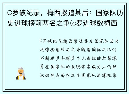 C罗破纪录，梅西紧追其后：国家队历史进球榜前两名之争(c罗进球数梅西进球数)
